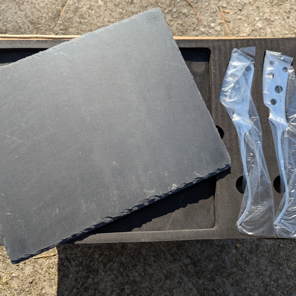 Slate Cheese Board with Knives